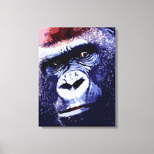 Gorilla Face Pop Art Wrapped Canvas Leinwanddruck