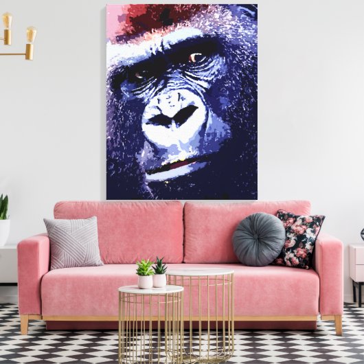 Gorilla Face Pop Art Wrapped Canvas Leinwanddruck (Insitu (Wohnzimmer))