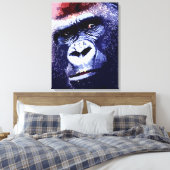 Gorilla Face Pop Art Wrapped Canvas Leinwanddruck (Insitu (Schlafzimmer))