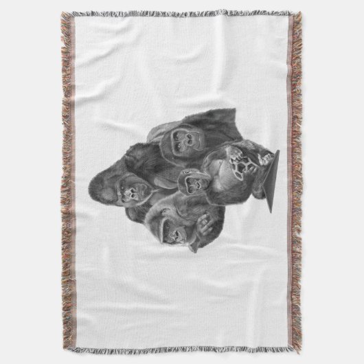 Gorilla Family Blanket ゴリラ家族のブランケット (GorillaLife) Decke (Vorderseite Vertikal)