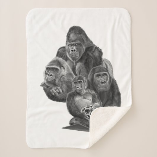 Gorilla Family Blanket ゴリラ家族のブランケット (GorillaLife) Sherpadecke (Vorderseite)