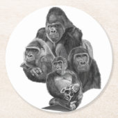 Gorilla Family coaster. ゴリラ家族のコースター GorillaLife Runder Pappuntersetzer (Vorderseite)