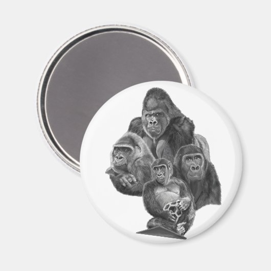Gorilla Family Magnet (ゴリラ家族のマグネット)Gorilla Life (Vorderseite/Rückseite)