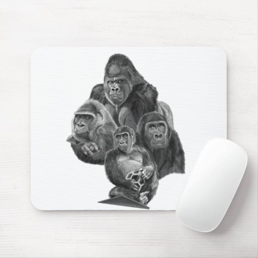 Gorilla Family Mouse Pad  ゴリラ家族のマウスパッド GorillaLife Mousepad (Mit Mouse)