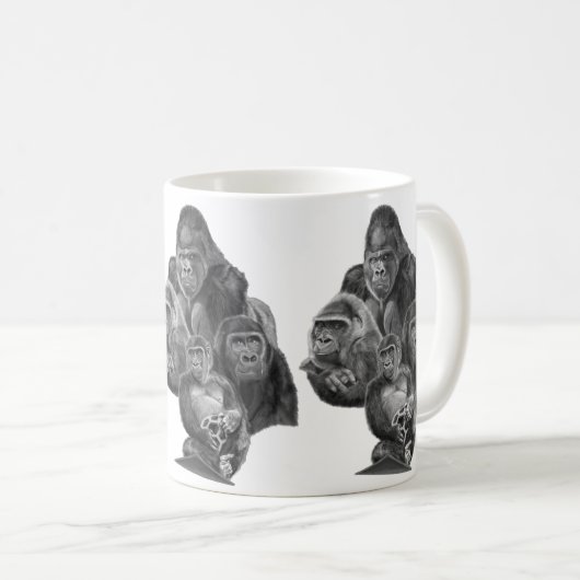 Gorilla Family Mug (ゴリラ家族のマグカップ）Gorilla Life Kaffeetasse (VorderseiteRechts)