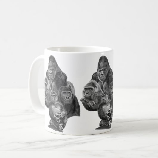 Gorilla Family Mug (ゴリラ家族のマグカップ)Gorilla Life Kaffeetasse (Vorderseite Links)