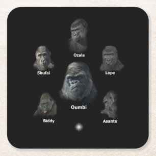 Gorilla Family Rechteckiger Pappuntersetzer