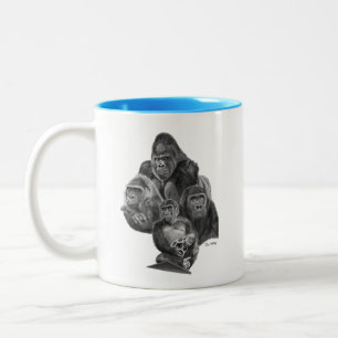 Gorilla Family Zweifarbige Tasse