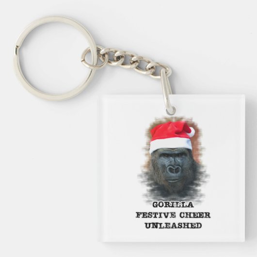 Gorilla Festive Cheer entfesselt Schlüsselanhänger (Vorderseite)