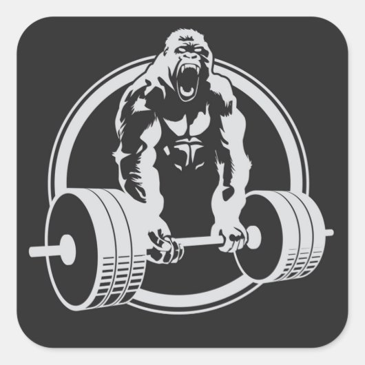 Gorilla Fitness Besenmodus Quadratischer Aufkleber (Vorderseite)
