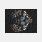 Gorilla Flexing Fleecedecke (Vorderseite (Horizontal))