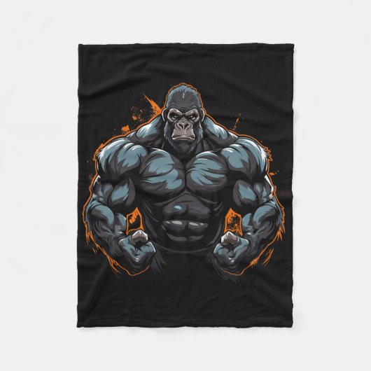 Gorilla Flexing Fleecedecke (Vorderseite)