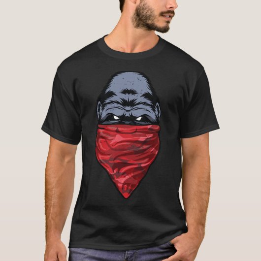 Gorilla-Gangster-Affe, der eine rote Bandanna T-Shirt (Vorderseite)