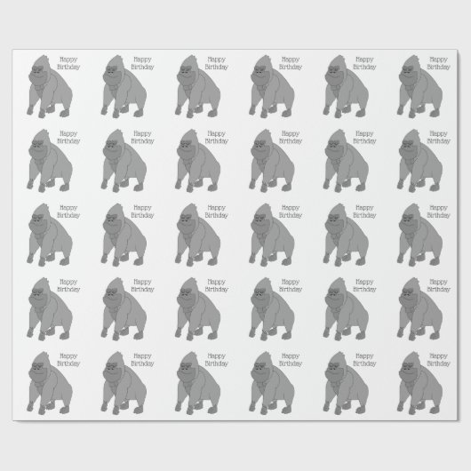Gorilla Geburtstag Geschenkpapier (Flach)