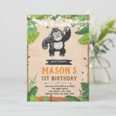 Gorilla-Geburtstagseinladung Einladung (Stehend Vorderseite)