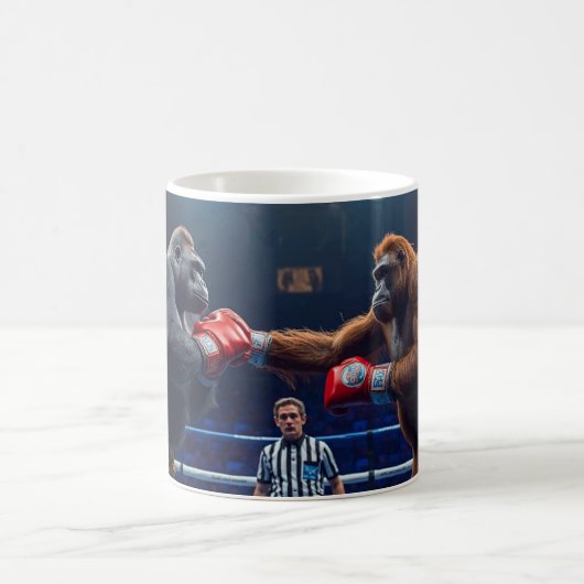 Gorilla gegen Orang-Utan Boxen Kaffeetasse (Mittel)