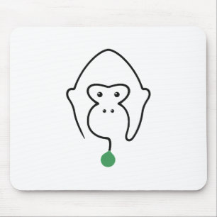 Gorilla-Gesicht, Ein-Linien-Kunst mit grünem Blatt Mousepad