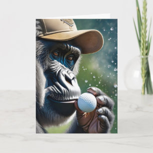 Gorilla Golf spielen mit Kuss für Viel Glück Karte