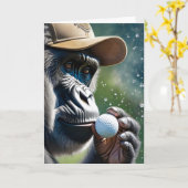 Gorilla Golf spielen mit Kuss für Viel Glück Karte (Gelbe Blume)