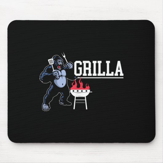 Gorilla Grillen Grilla Grillmaster Barbecue Mousepad (Vorne)