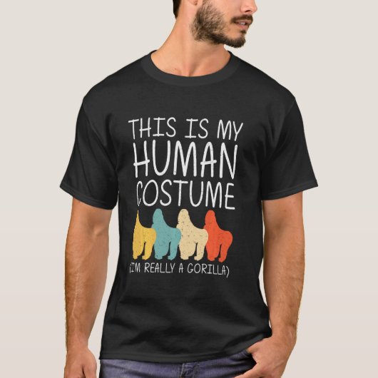 Gorilla Halloween menschliches Kostüm Ape Tier Eas T-Shirt (Vorderseite)