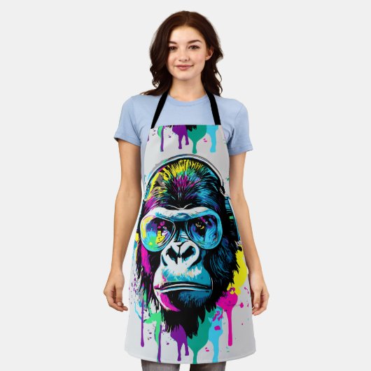 Gorilla Head - Gorilla Schürze - farbenfroh Gorill (Getragen)