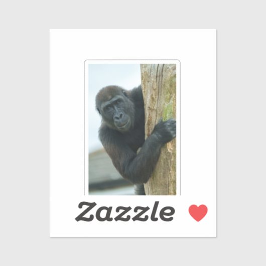 Gorilla hinter dem Baum Aufkleber (Blatt)