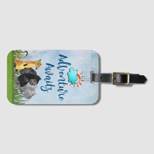 Gorilla Hippo und Meerkat Erlebnis erwartet Gepäckanhänger (Vorderseite (Horizontal))