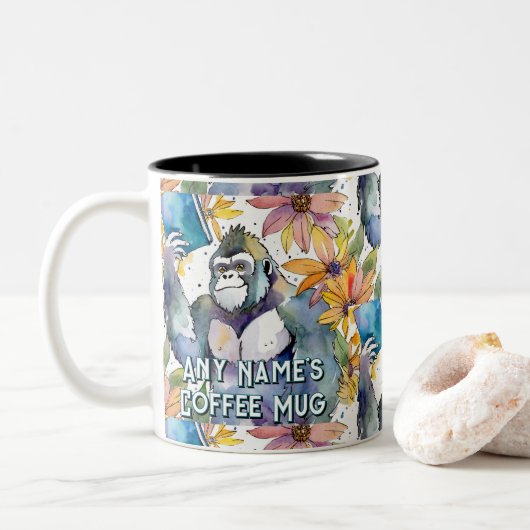 Gorilla Holding the Big Book Coffee Tasse (Mit Donut)