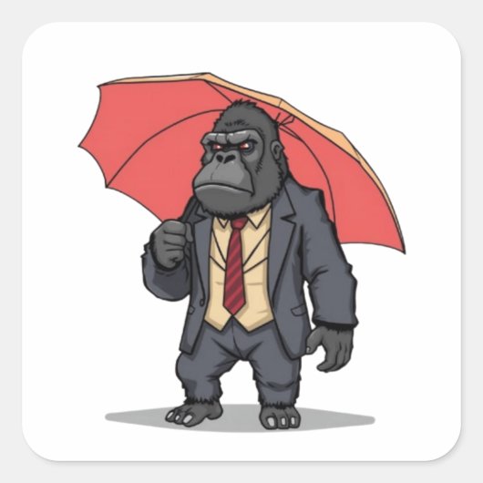 Gorilla im Anzug Quadratischer Aufkleber (Vorderseite)