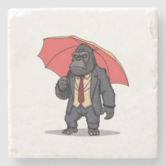 Gorilla im Anzug Steinuntersetzer (Vorderseite)