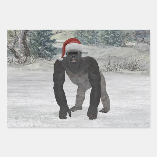 Gorilla im Schnee Geschenkpapier Set (Vorderseite 2)