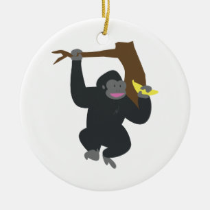 Gorilla in Baum Keramik Ornament