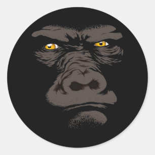 Gorilla in Black Runder Aufkleber