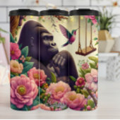 Gorilla in einem Fantasy-Garten Thermosbecher
