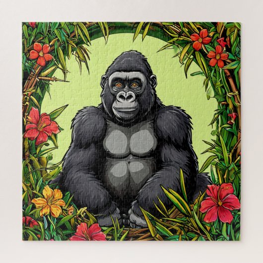 Gorilla in einem tropischen Bambusrahmen Puzzle (Vertikal)