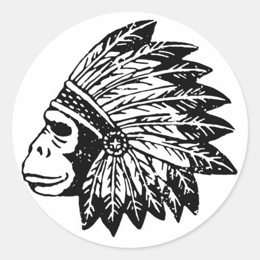 Gorilla-Indianer Runder Aufkleber (Vorderseite)