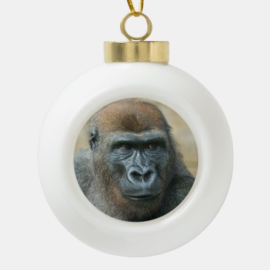 Gorilla Keramik Kugel-Ornament (Vorderseite)