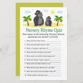 Gorilla Kinderzimmer Rhyme Quiz Babyduschenspiel (Vorne/Hinten)