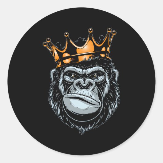 Gorilla King Alpha Ape Wildlife The King Runder Aufkleber (Vorderseite)