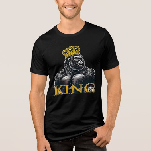 Gorilla King mit krauligem Design Tri-Blend Shirt (Vorderseite)