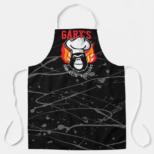 Gorilla-Koch, der personalisiertes Grillen flammt Schürze (Vorderseite)