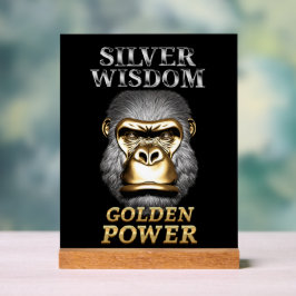 Gorilla Kopf in Gold und Silber für Ihre Zuhause Acrylschild
