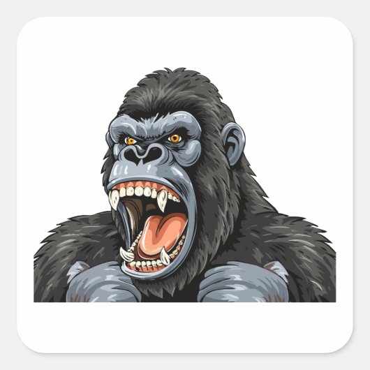 Gorilla-Kopf Quadratischer Aufkleber (Vorderseite)