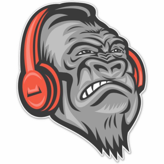 Gorilla Kopfhörer Der große Berg, Gorilla Aufkleber (Vorderseite)