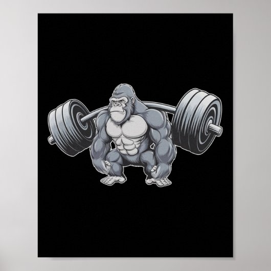 Gorilla Krafttraining Fitnessstudio Training Bodyb Poster (Vorne)