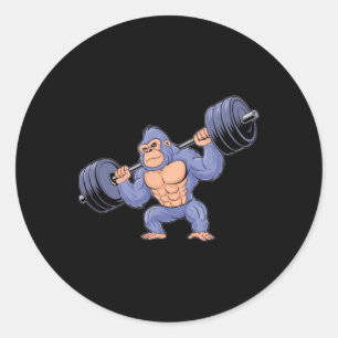 Gorilla-Krafttraining-Fitnessstudio-Training-Bodyb Runder Aufkleber