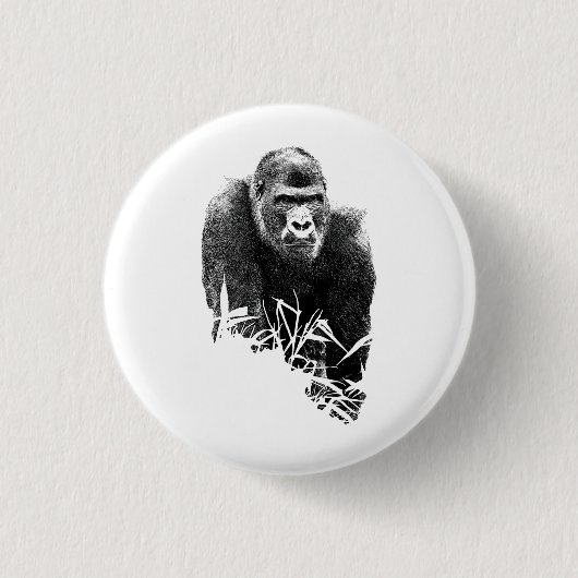 Gorilla Lope Digitale Kontur Kunst Button (Vorderseite)