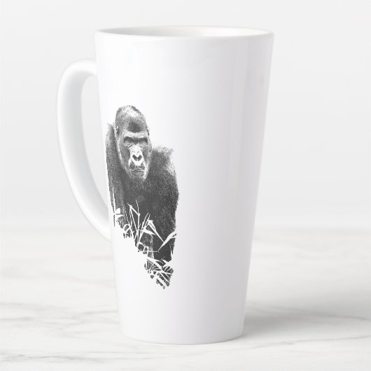 Gorilla Lope Digitale Kontur Kunst Milchtasse (Linke Ecke)