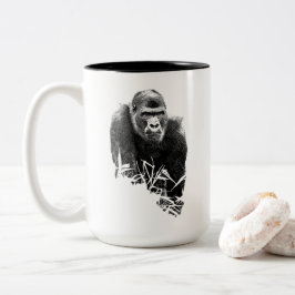 Gorilla Lope Digitale Kontur Kunst Zweifarbige Tasse